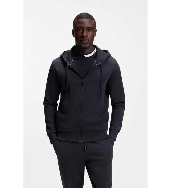 BOSS para hombre. 50555495 Sudadera con capucha y cremallera marino (L), Casual, Algodón