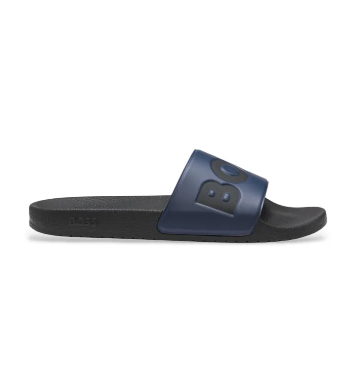 BOSS para hombre. 50536835 Chanclas Aryeh Slid marino (40), Plano, Ninguno, Casual, Beachwear