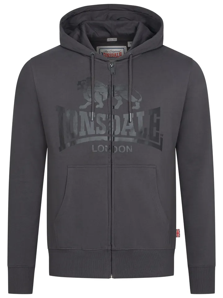 LONSDALE Sudadera con cremallera 'Krafty' antracita / negro