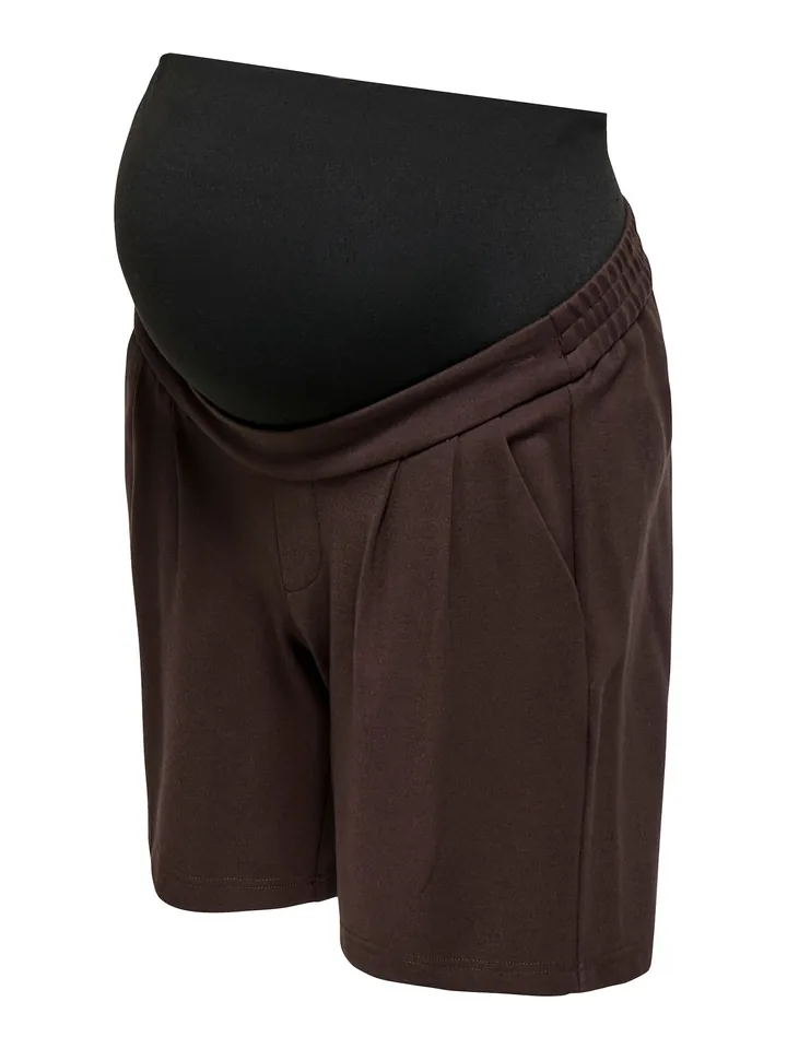 Only Maternity Pantalón plisado 'OLMPoptrash' marrón oscuro / negro