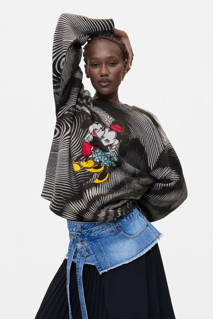 Desigual, Jersey Estampado Mickey™, Mujer, Blanco, L
