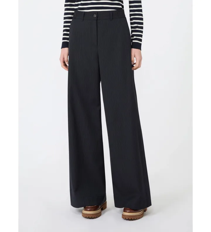 Weekend Max Mara para mujer. 2625136092650 Pantalón Ancho Bravo marino (36), Casual, Lana