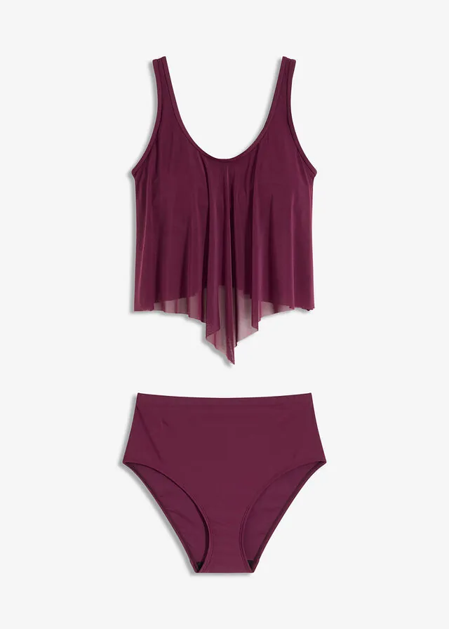 Tankini con malla transparente (2 piezas)