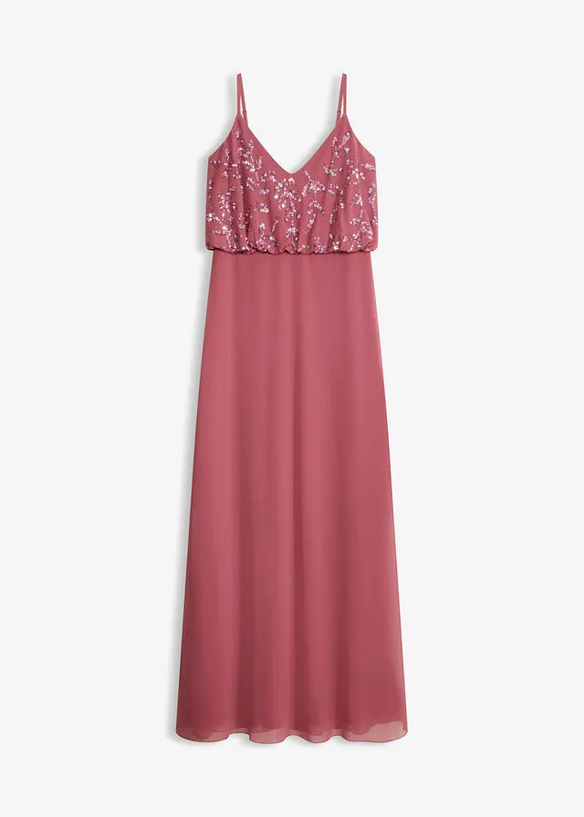 Vestido de noche con bordado de lentejuelas