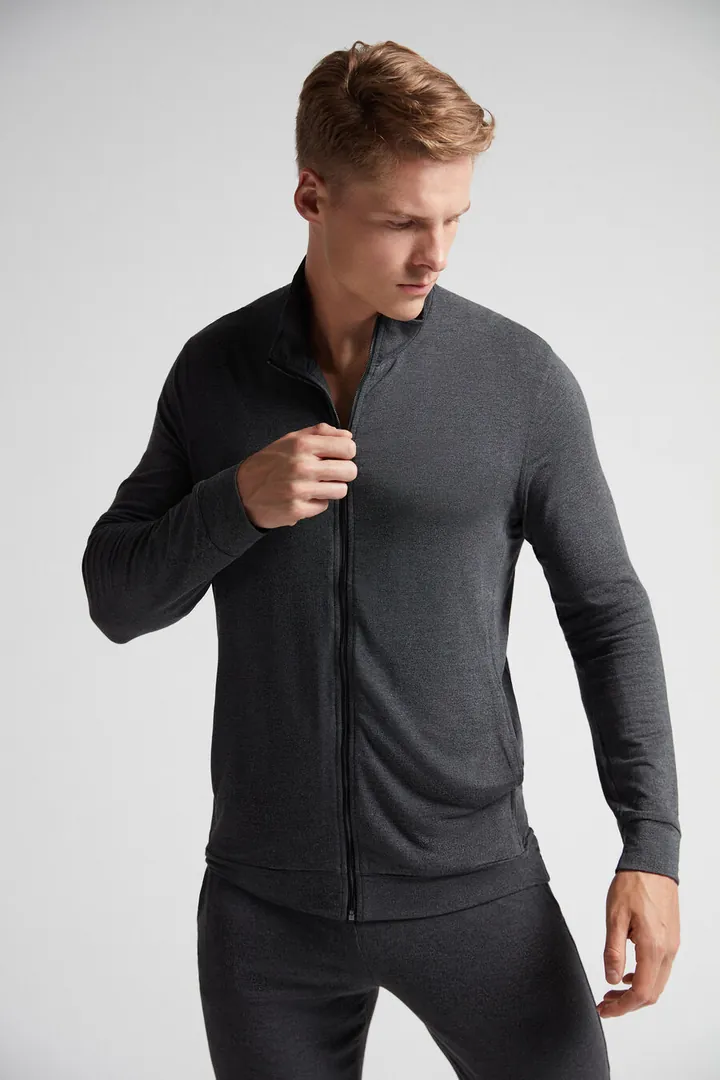 Intimissimi Sudadera con Cremallera de Seda y Modal Hombre Azul Tamaño L