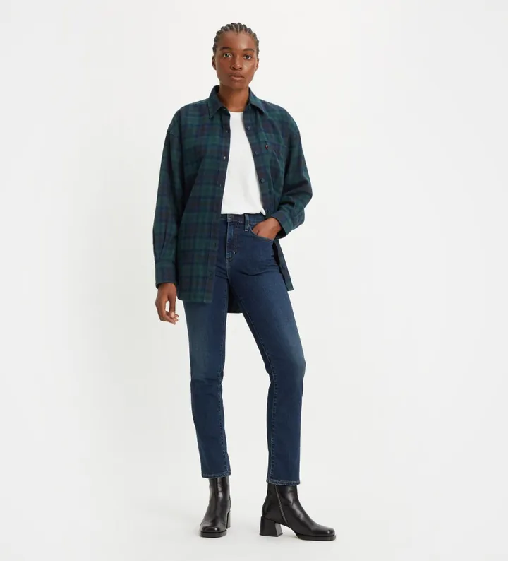 Levi's para mujer. 18883-0208 Jeans 724 Recto Talle Alto marino (26/32), Casual, Algodón, Denim, Sostenible
