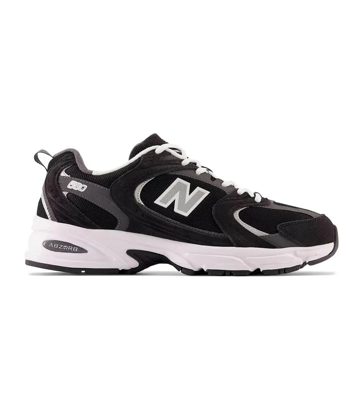 New Balance para hombre. MR530 Zapatillas de piel 530 negro (36), Plano, Cordones, Casual