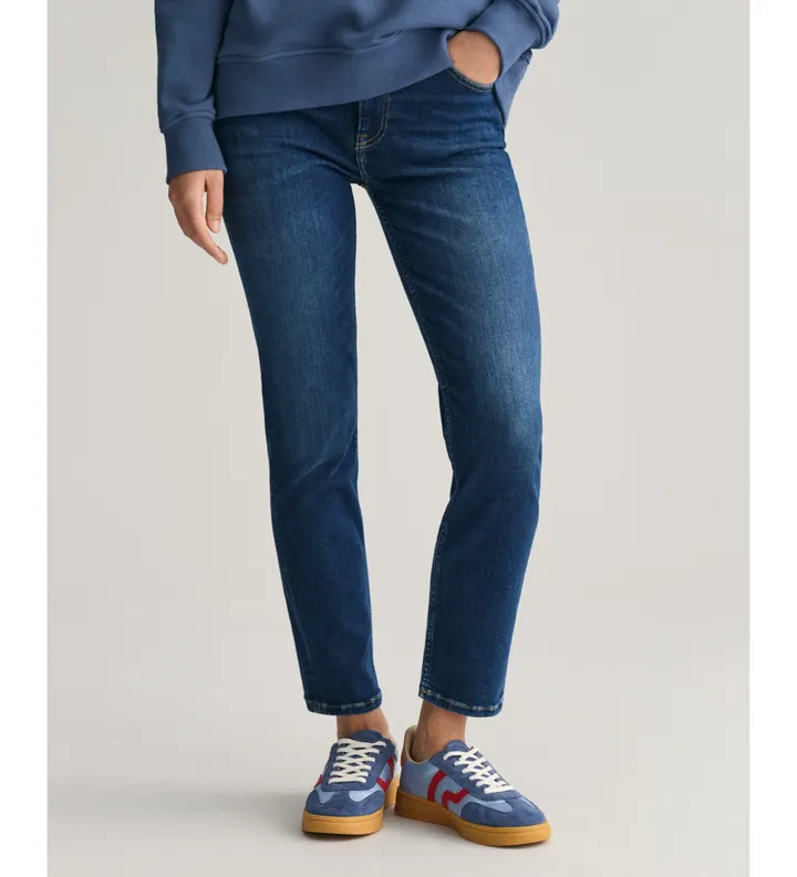 Gant para mujer. 4100196 Jeans tobilleros Slim Fit marino (27), Azul, Casual, Algodón, Denim