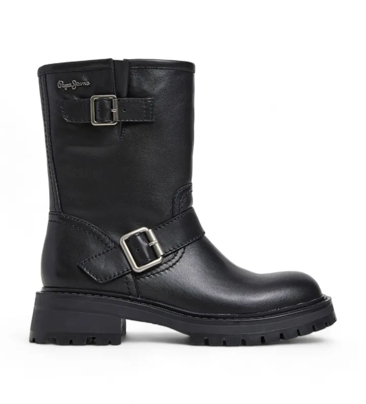 Pepe Jeans para mujer. PLS50567 Botas de Piel Kane Forest negro (36), 3 a 5cm, Cremallera, Casual