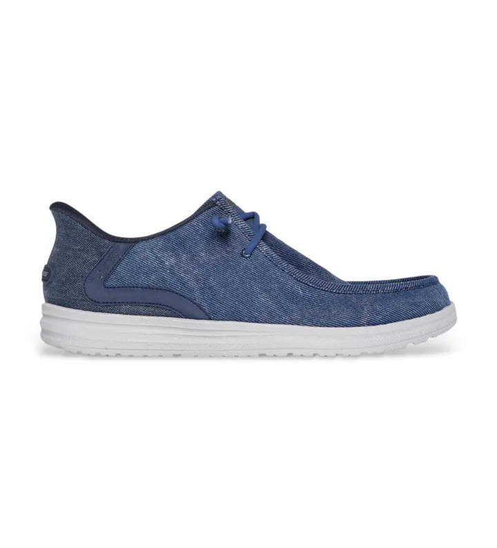 Skechers para hombre. 210959 Mocasines Melson Coronado azul (41), Tela, Plano, Cordones, Casual