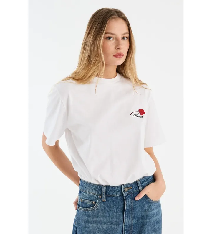 Rotate para mujer. 114722400 Camiseta Astra blanco (XS), Casual, Manga corta, Algodón Orgánico, Sostenible