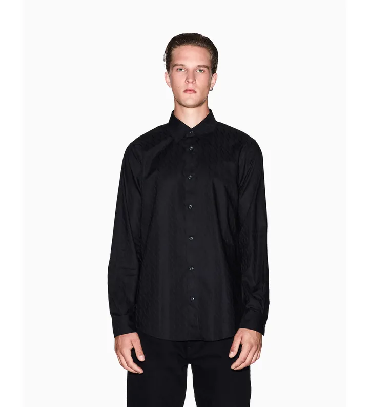 A|X Armani Exchange para hombre. XM001587AF16631UC001 Camisa Ax negro (L), Casual, Algodón, Manga larga