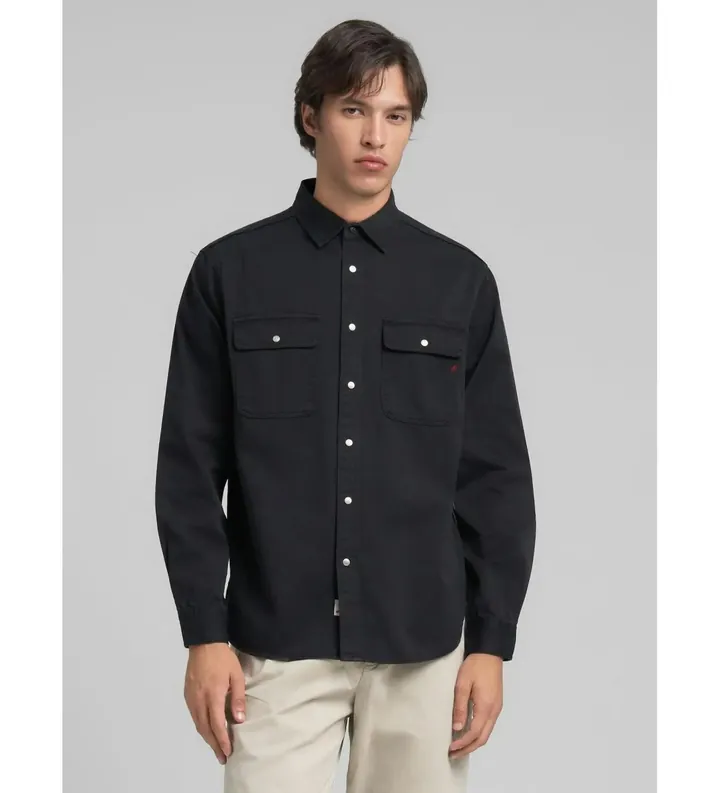 Replay para hombre. M4147.000.84762G Sobrecamisa Oxford negro (L), Casual, Algodón, Manga corta