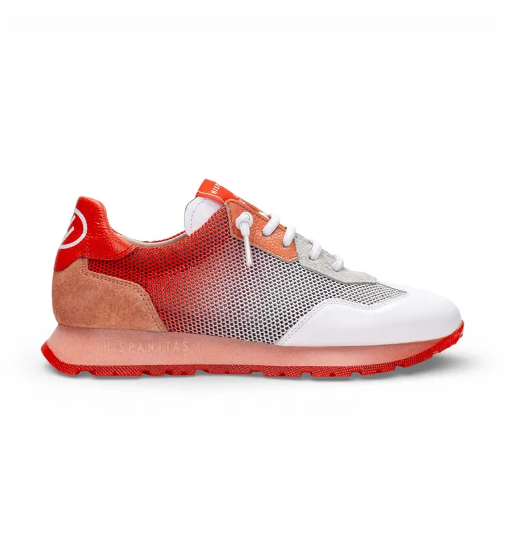 Hispanitas para mujer. BHV253869 Zapatillas Kansas blanco (37), Piel, Rojo, Plano, Cordones, Casual