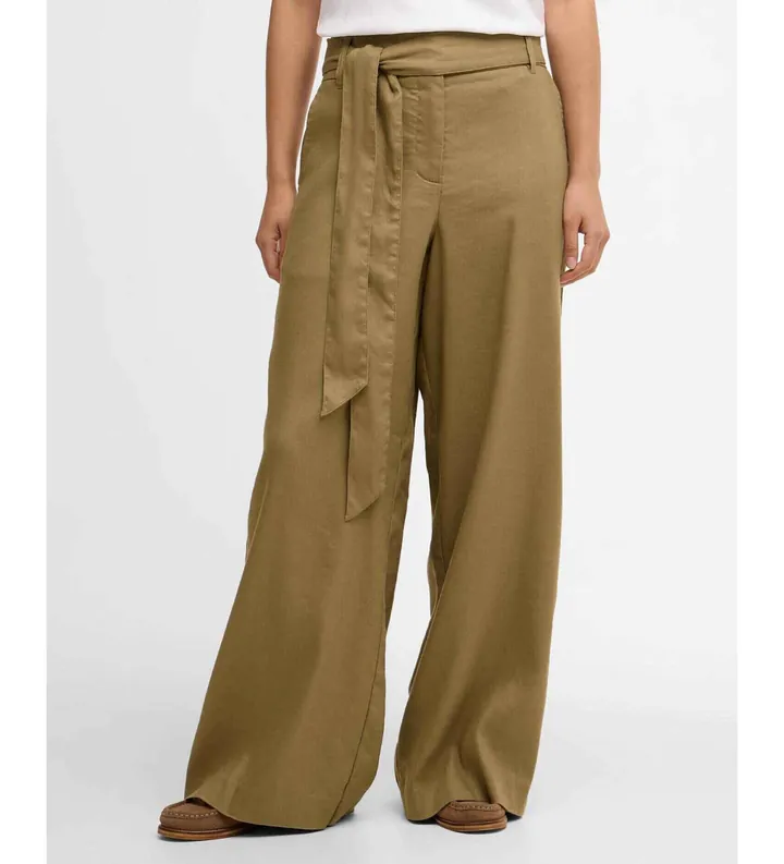 Barbour para mujer. LTR0415 Pantalón de lino Rowane verde (L), Casual