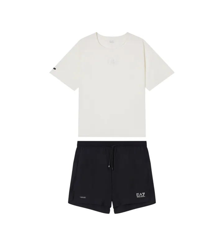 EA7 para hombre. 7M001372_AF13561 Conjunto Ventus+ blanco, negro (M), Casual, Deportivo, Poliéster, Manga corta