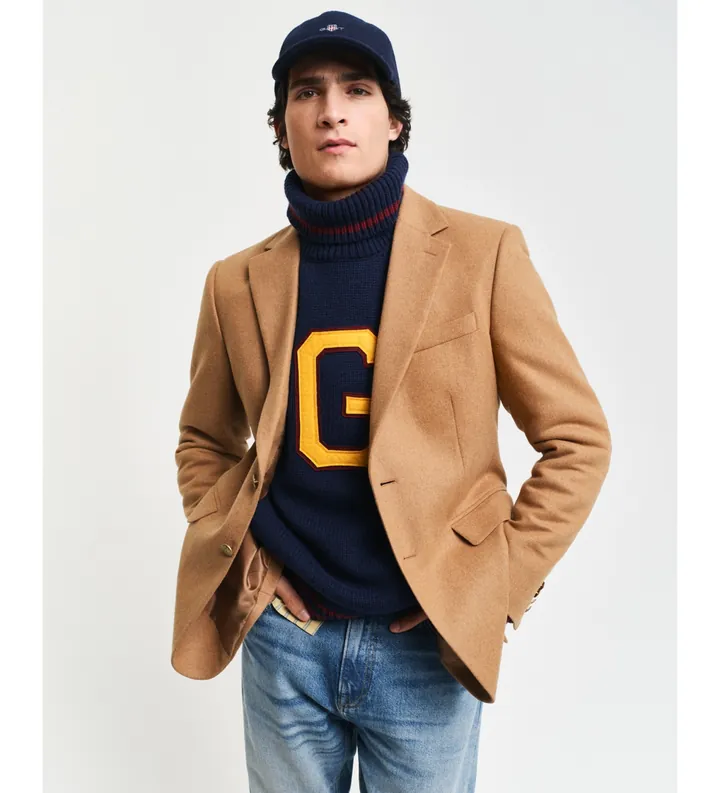 Gant para hombre. 7706292 Americana Club De Franela De Lana Slim Fit beige (52), Casual