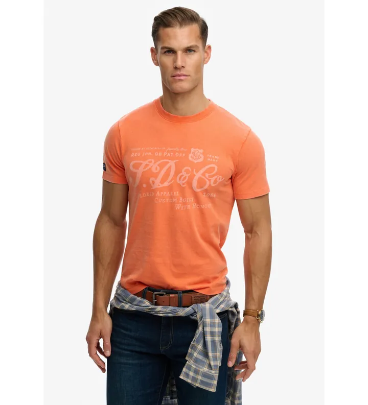 Superdry para hombre. M1012352A Camiseta Industry Worker Relaxed naranja (L), Casual, Algodón, Manga corta