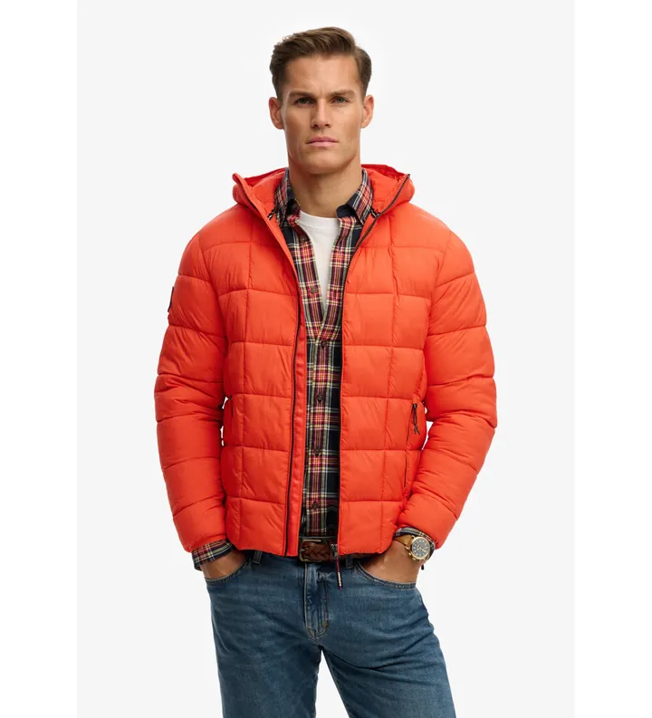 Superdry para hombre. M5012340A Chaqueta Box Quilt Fuji Lite naranja (3XL), Casual, Nylon reciclado