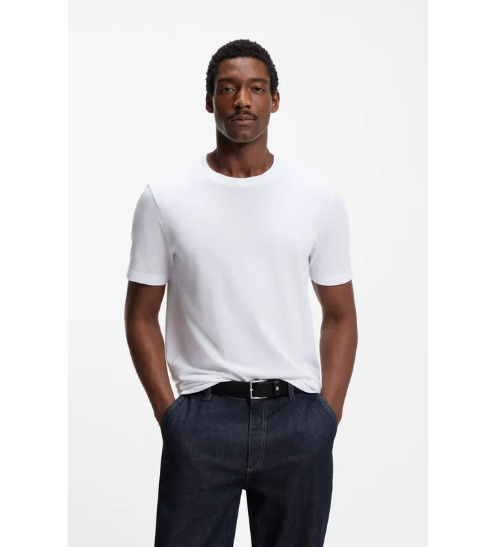 BOSS para hombre. 50452680 Camiseta Tiburt 240 blanco (L), Casual, Algodón, Manga corta