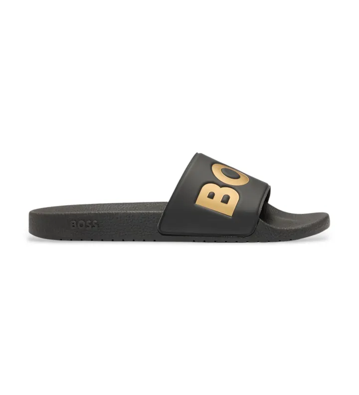 BOSS para hombre. 50536835 Chanclas Aryeh negro (40), Plano, Ninguno, Beachwear, PVC