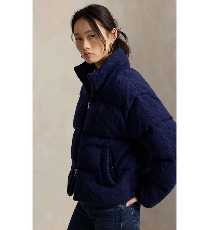 Polo Ralph Lauren para mujer. 211A10457002 Chaqueta acolchada de lana y cachemira marino (L), Casual
