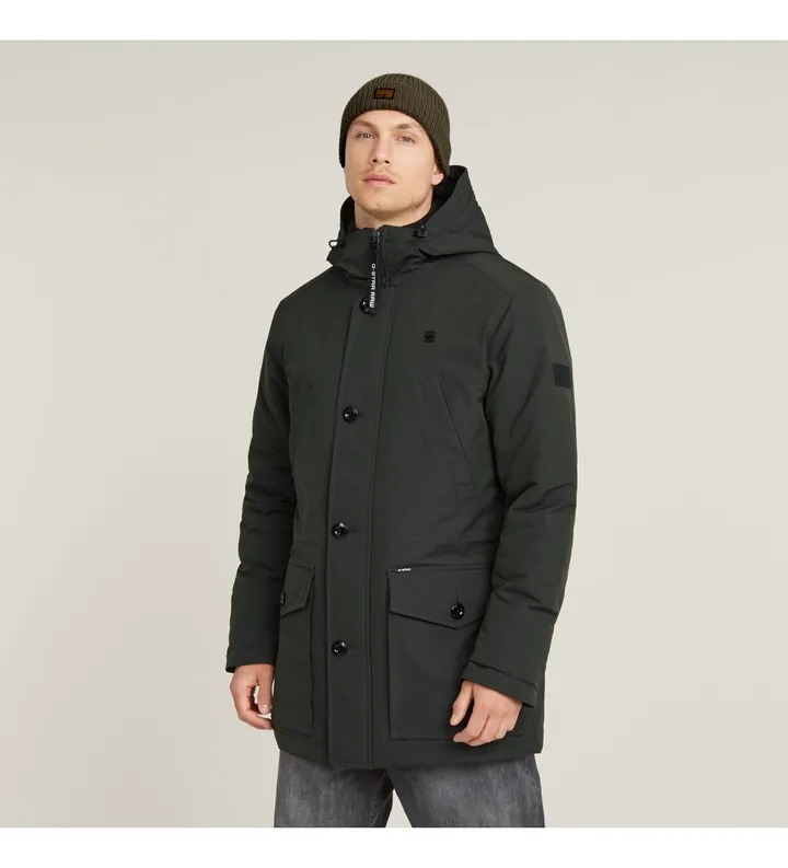 G-Star para hombre. D26402-D908-995 Parka Vodan Forrada gris oscuro (S), Casual, Poliéster Reciclado, Sostenible