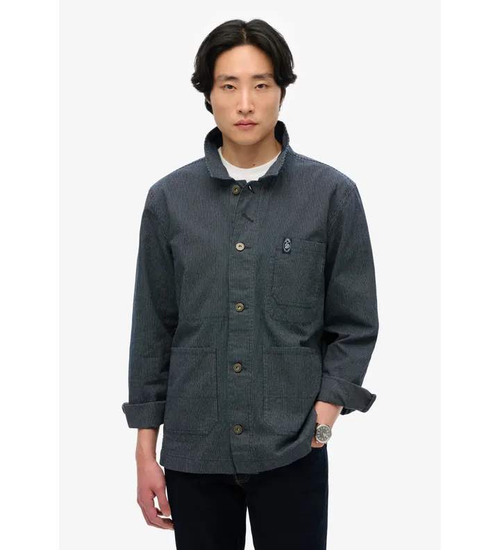 Superdry para hombre. M5012064A Chaqueta Merchant Stripe gris azulado (M), Casual, Poliéster