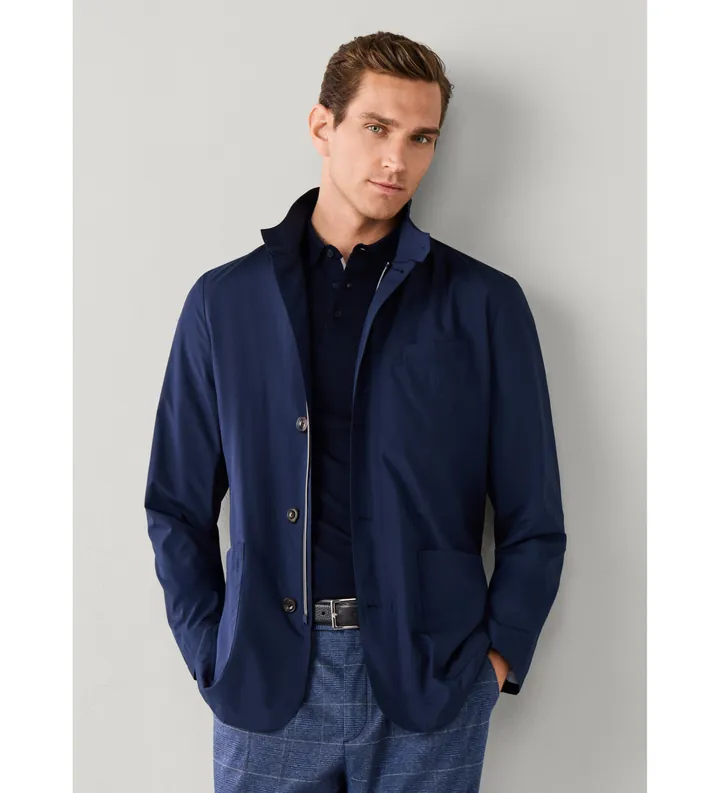 Hackett London para hombre. HM4000202 americana ligera marino (L), Casual, Poliéster