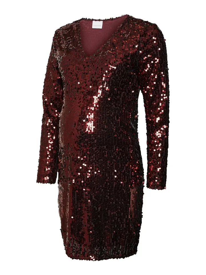 MAMALICIOUS Vestido de gala rojo oscuro