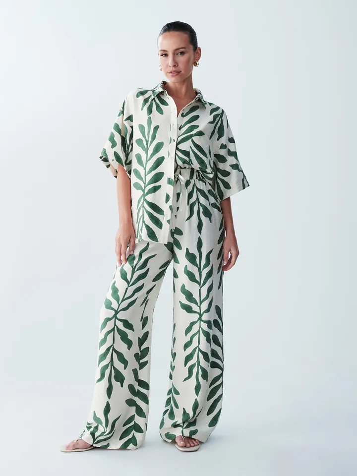 St MRLO Pantalón 'Kady'  jade / blanco
