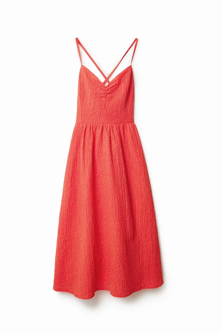 Desigual, Vestido midi evasé, Naranja, L