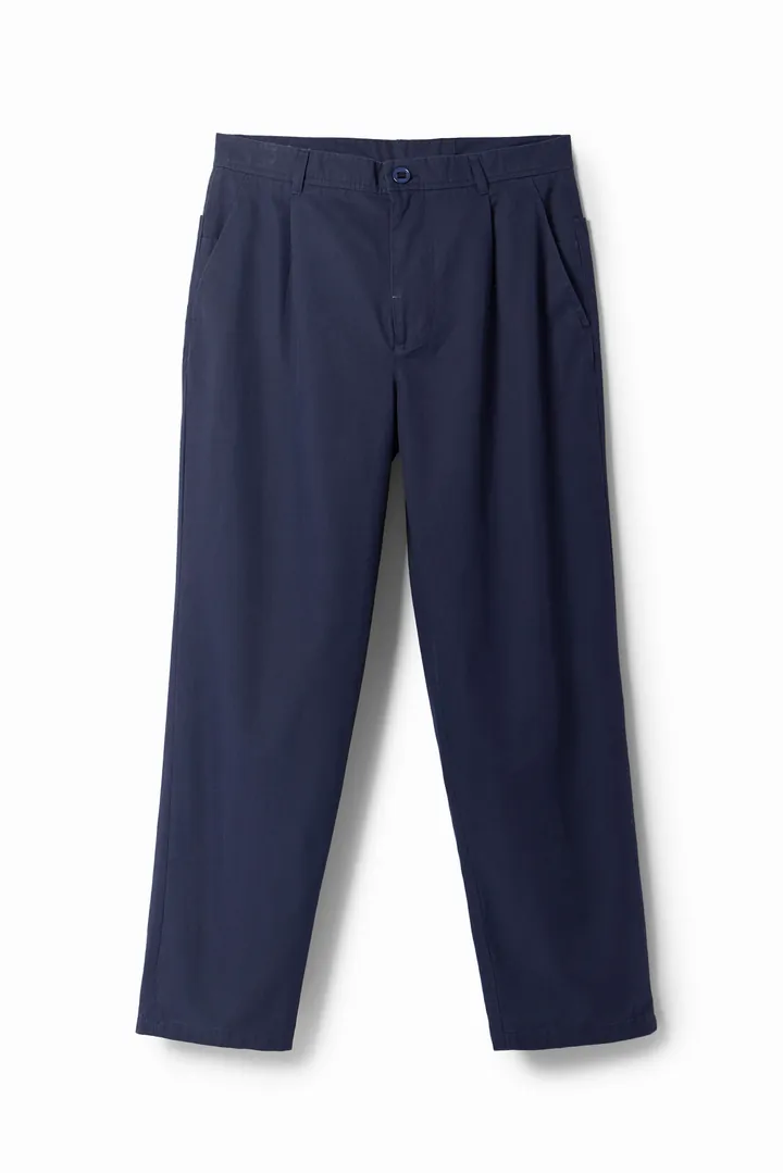 Desigual, Pantalón chino tapered, Azul, 28
