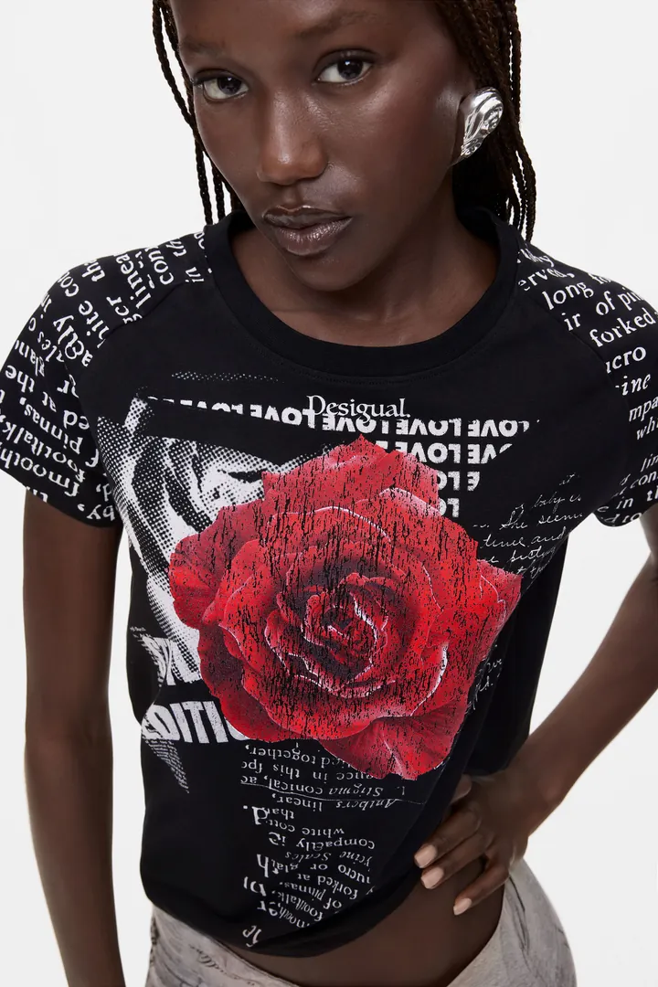 Desigual, Camiseta Estampada 100% Algodón, Mujer, Algodon, Blanco, L