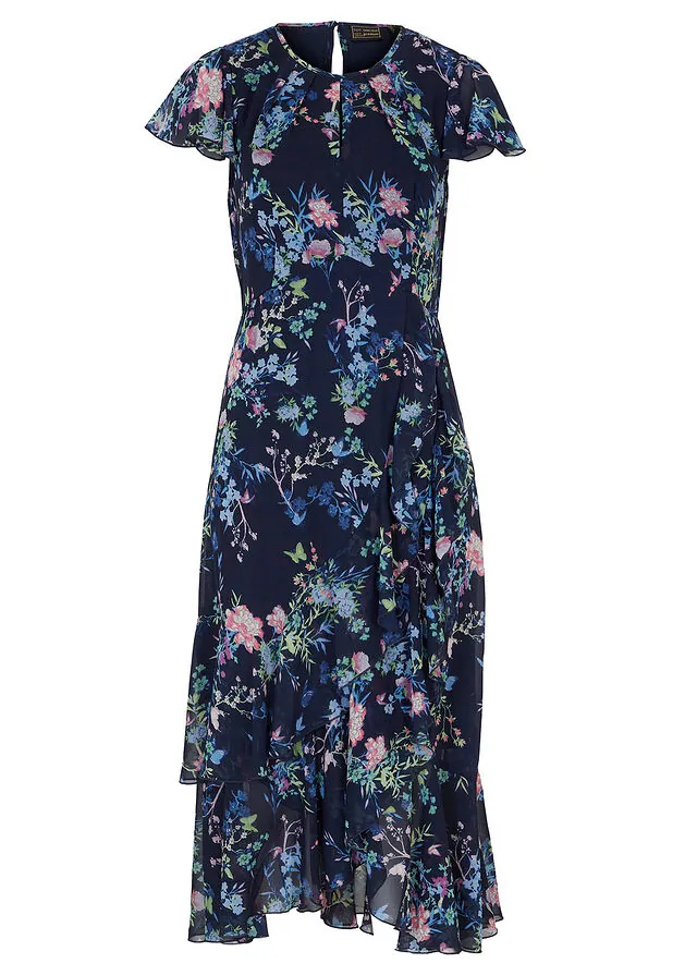 Vestido de gasa con mangas tipo murciélago