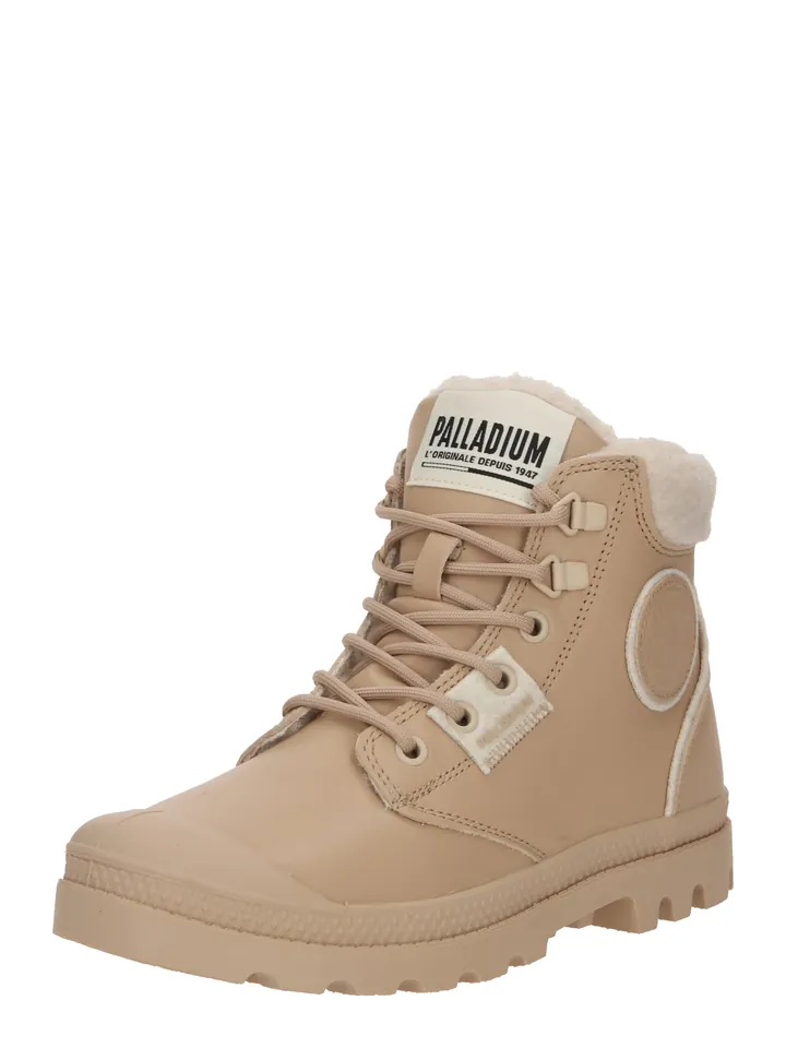 Palladium Botines con cordones 'PAMPA' kitt / beige oscuro / negro