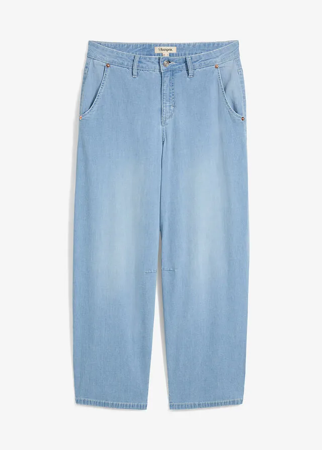 Vaqueros balloon, mid waist, super soft, cropped