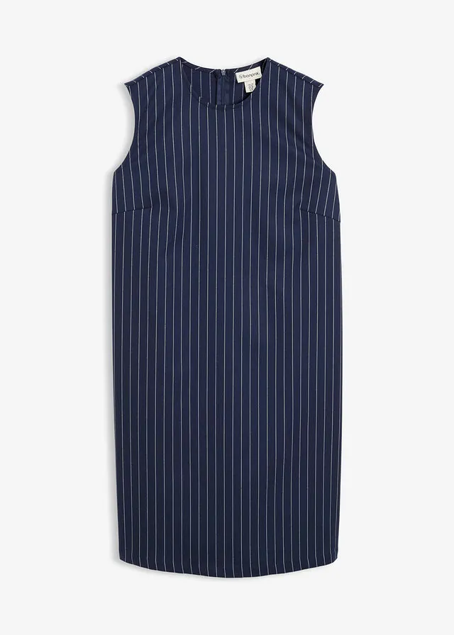 Vestido corto de mezcla de viscosa con raya diplomática