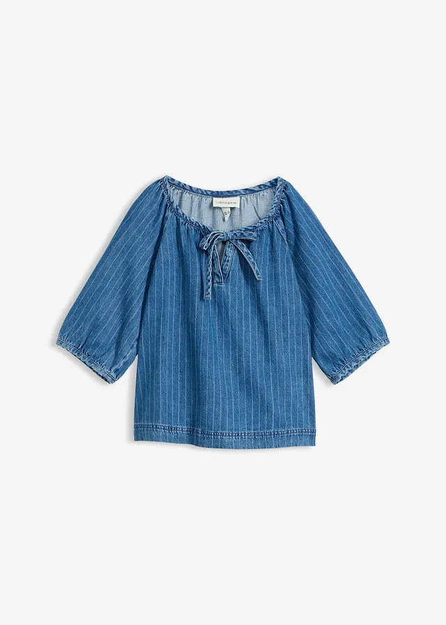 Blusa tipo túnica, vaquera, de algodón