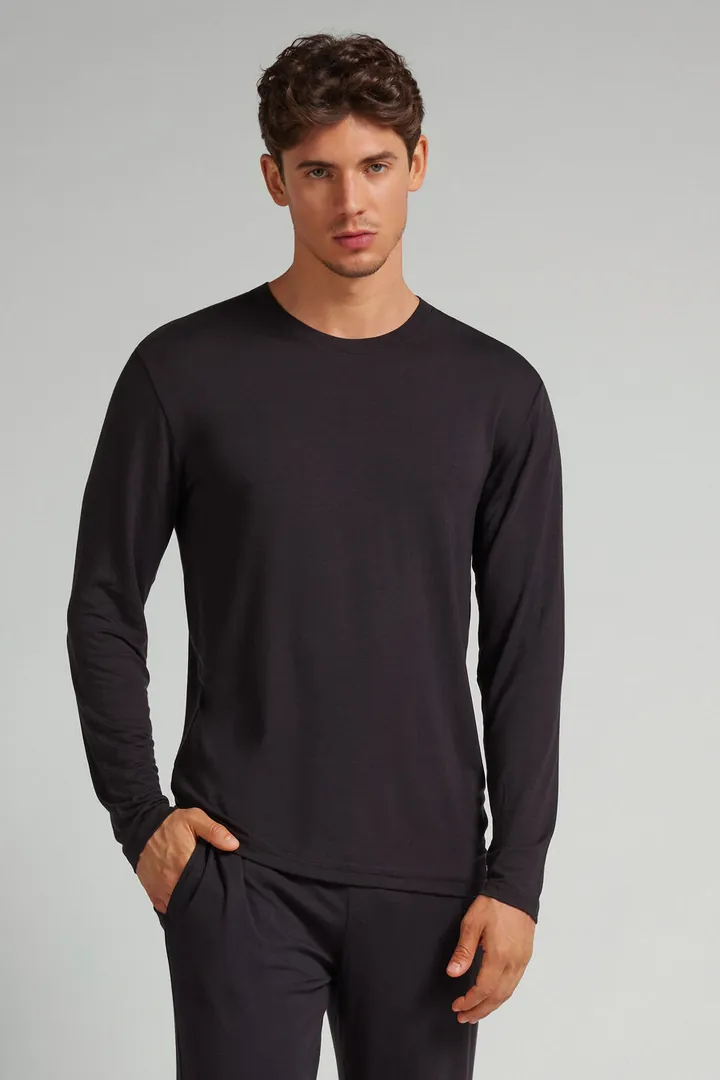 Intimissimi Camiseta de Manga Larga de Soft Silk Hombre Azul Tamaño L