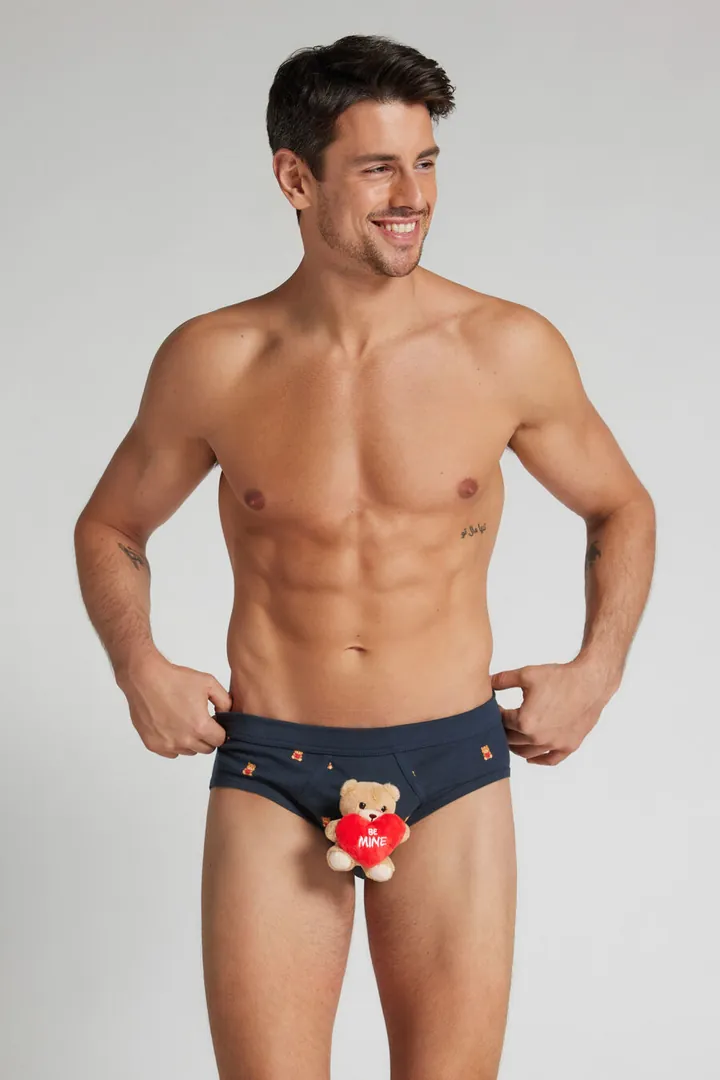 Intimissimi Slip Algodón Superior Peluche Be Mine Hombre Azul Tamaño 38