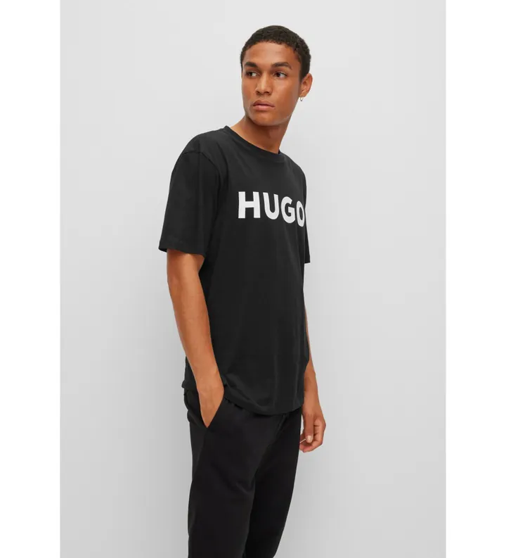 HUGO para hombre. 50467556 Camiseta Dulivio negro (L), Casual, Algodón, Manga corta, Sostenible