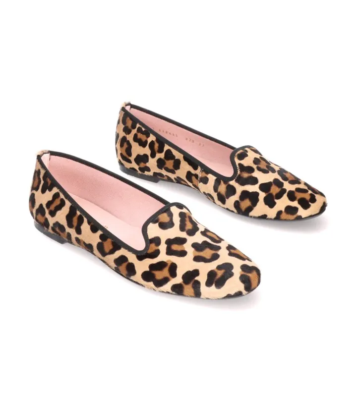 Pretty Ballerinas para mujer. 42165 Mocasines de piel Faye animal print (35), Plano, Ante, Ninguno, Casual