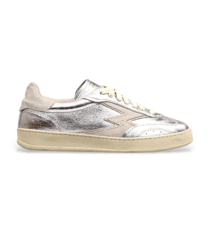 MOA Concept para mujer. MG578CO Zapatillas de Piel Club plateado (37), Plata, Plano, Cordones, Casual