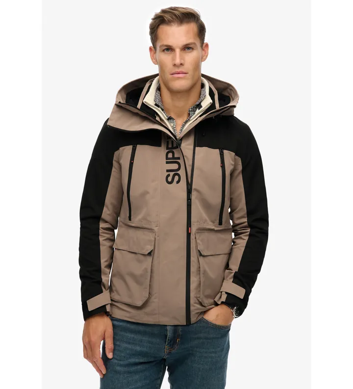 Superdry para hombre. M5012104A Chaqueta Cortavientos Ultimate Emb marrón (L), Casual, Poliéster