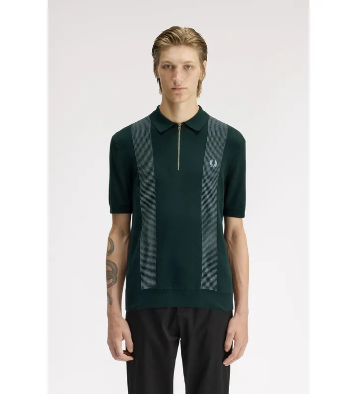 Fred Perry para hombre. K2310 Polo Panel verde (L), Casual, Algodón, Manga corta