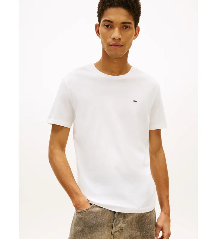Tommy Jeans para hombre. DM0DM21579 Set de 3 camisetas de punto con logo blanco (L), Casual, Algodón, Manga corta