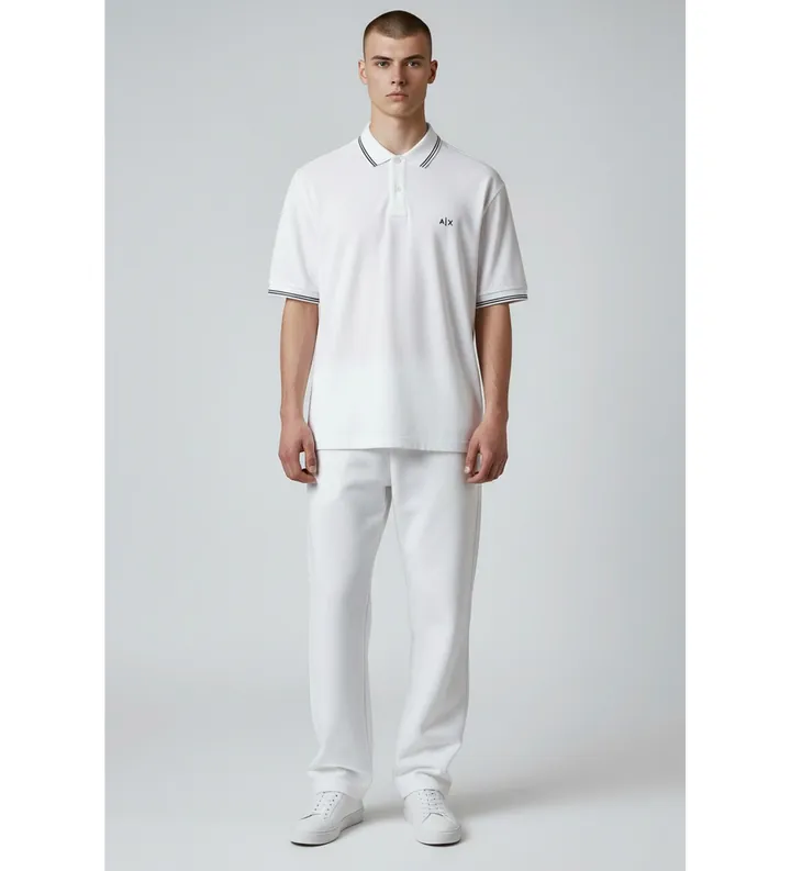 A|X Armani Exchange para hombre. XM001287AF17321U0009 Polo Classic blanco (L), Algodón, Clásico, Manga corta