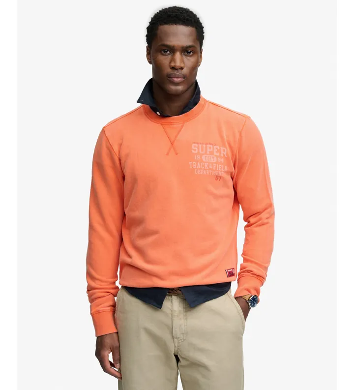 Superdry para hombre. M2014466A Sudadera Vintage Prep Relaxed Crew naranja (3XL), Casual, Algodón
