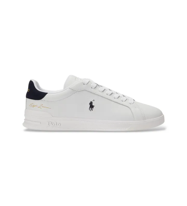 Polo Ralph Lauren para hombre. 809P10044002 Zapatillas de Piel Heritage Court II blanco (40), Plano, Cordones, Casual